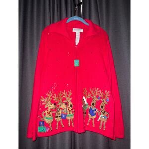Ugly Christmas Sweater Cardigan Xmas Size Large